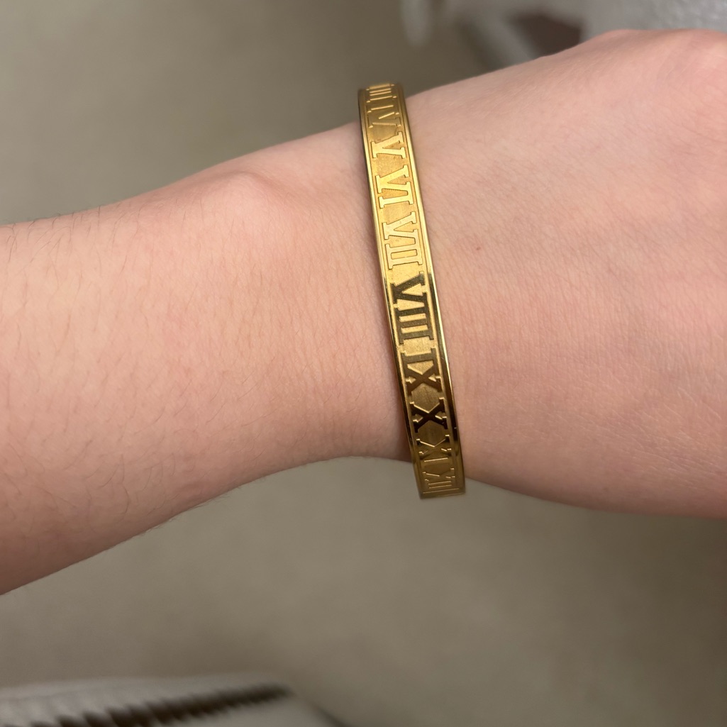 Gold Roman Numeral Cuff Bracelet